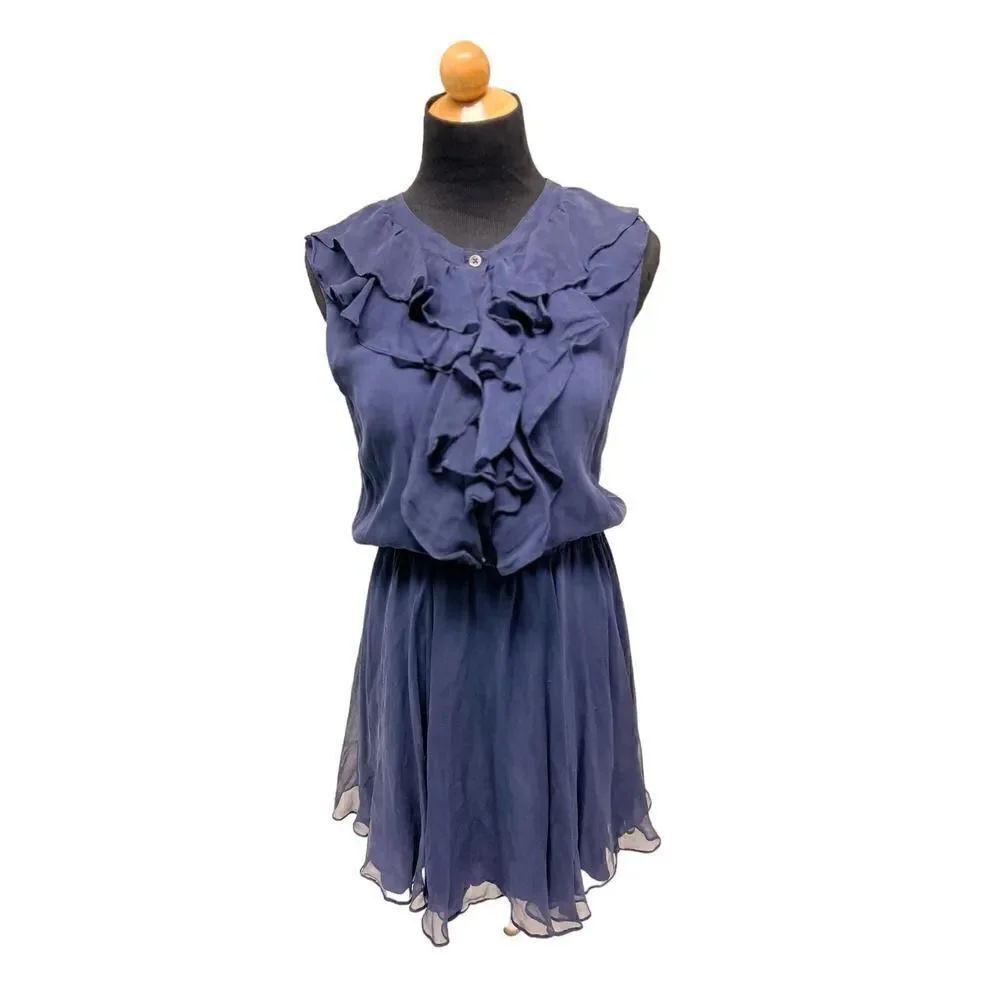 ADAM LIPPES 100% Silk Navy Blue Dress Size 6